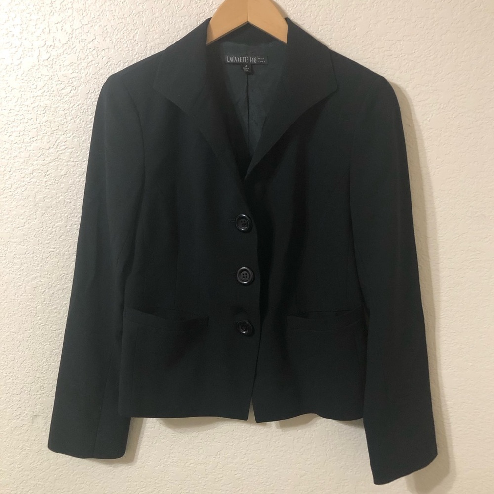 Lafayette 148 New York Women's Black Wool Blazer - Size 4